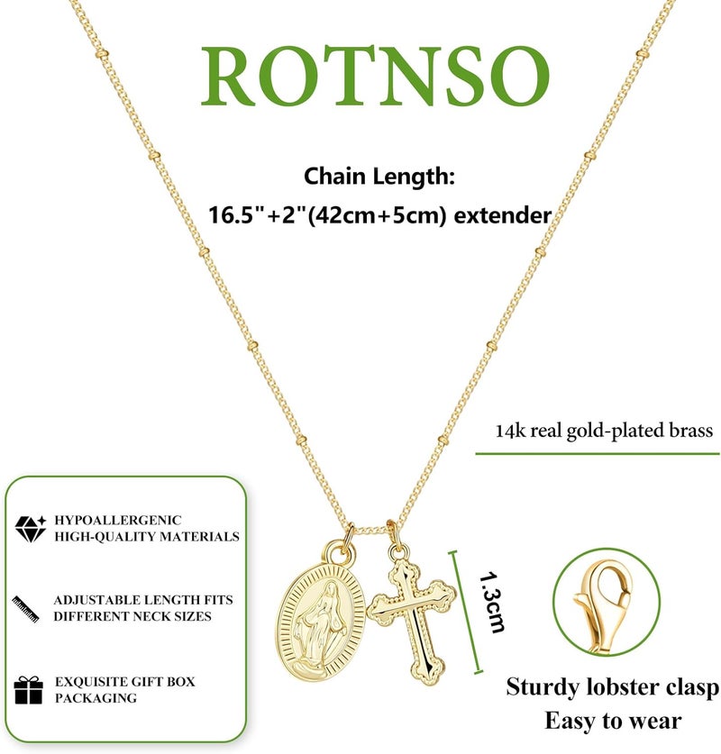 Rotnso Cross Necklace for Women 14K Gold Silver Plated Dainty Small Cross Pendant Choker Simple Trendy Cute Cross Charm Chain Necklace Easter Basket Stuffers Baptism Religious Faith Jewelry Gift - Image 5
